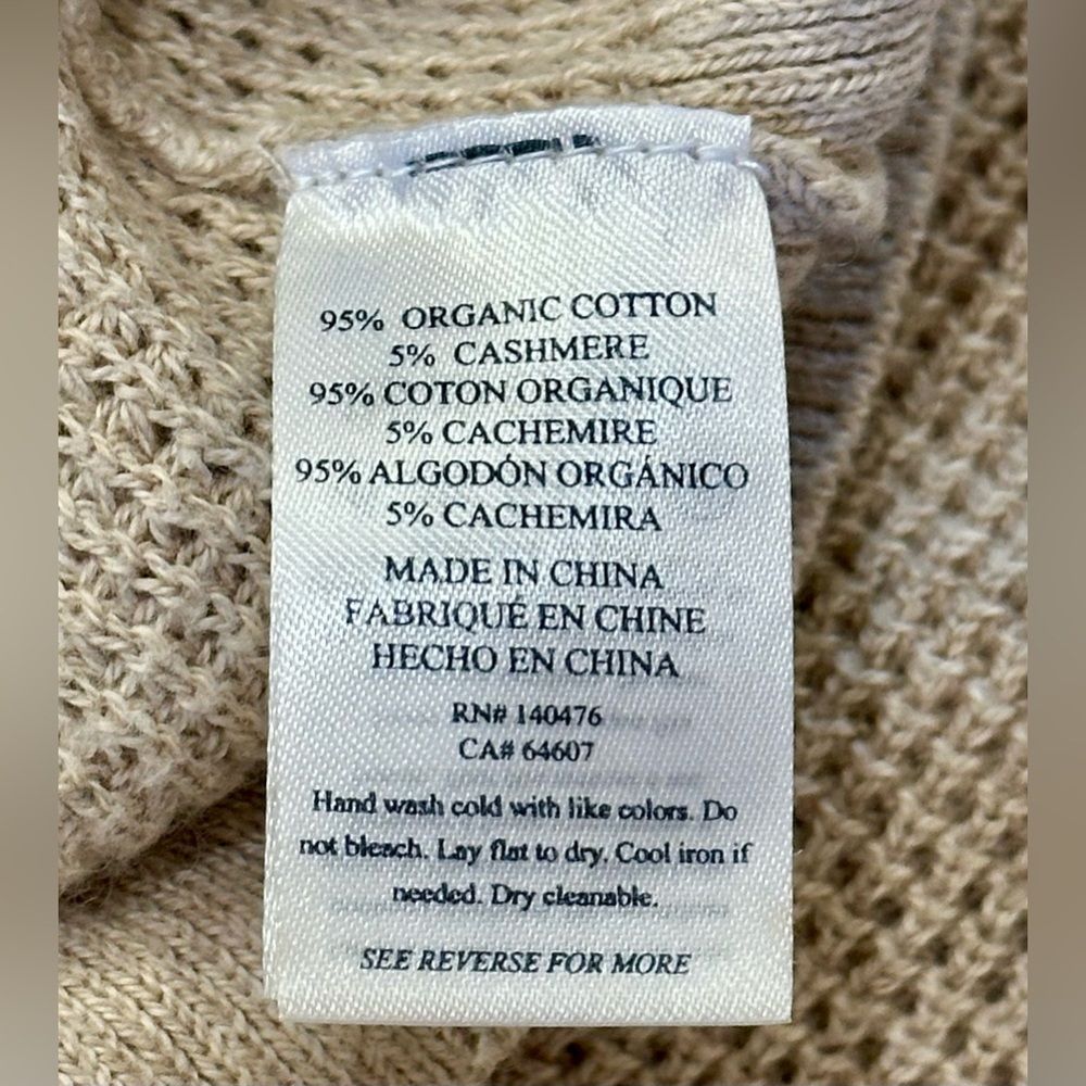 Faherty Throwback Waffle Knit Crew Organic Cotton/Cashmere In Oak Varsity, Small - Picture 8 of 9